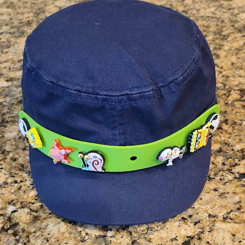 Crocs Navy Blue Cap with Jibbits Green Band